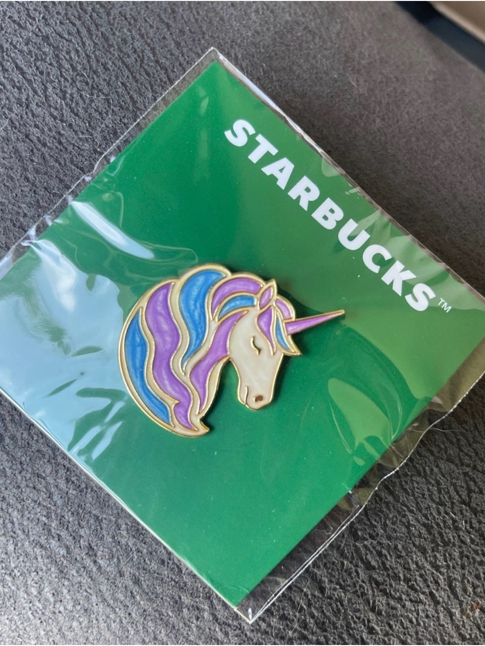 Starbucks Purple & Blue Unicorn Pin with Gold Trim - rare